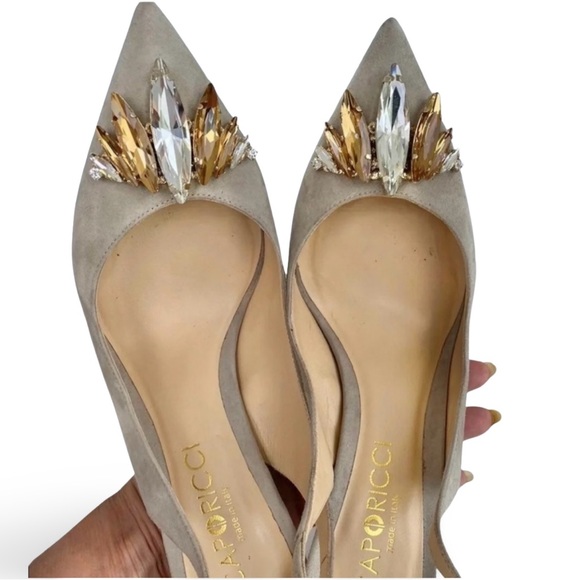 Caporicci Shoes - NWB Caporicci Suede Slingback Pumps Embellished with Gems Made in Italy Sz 8/39